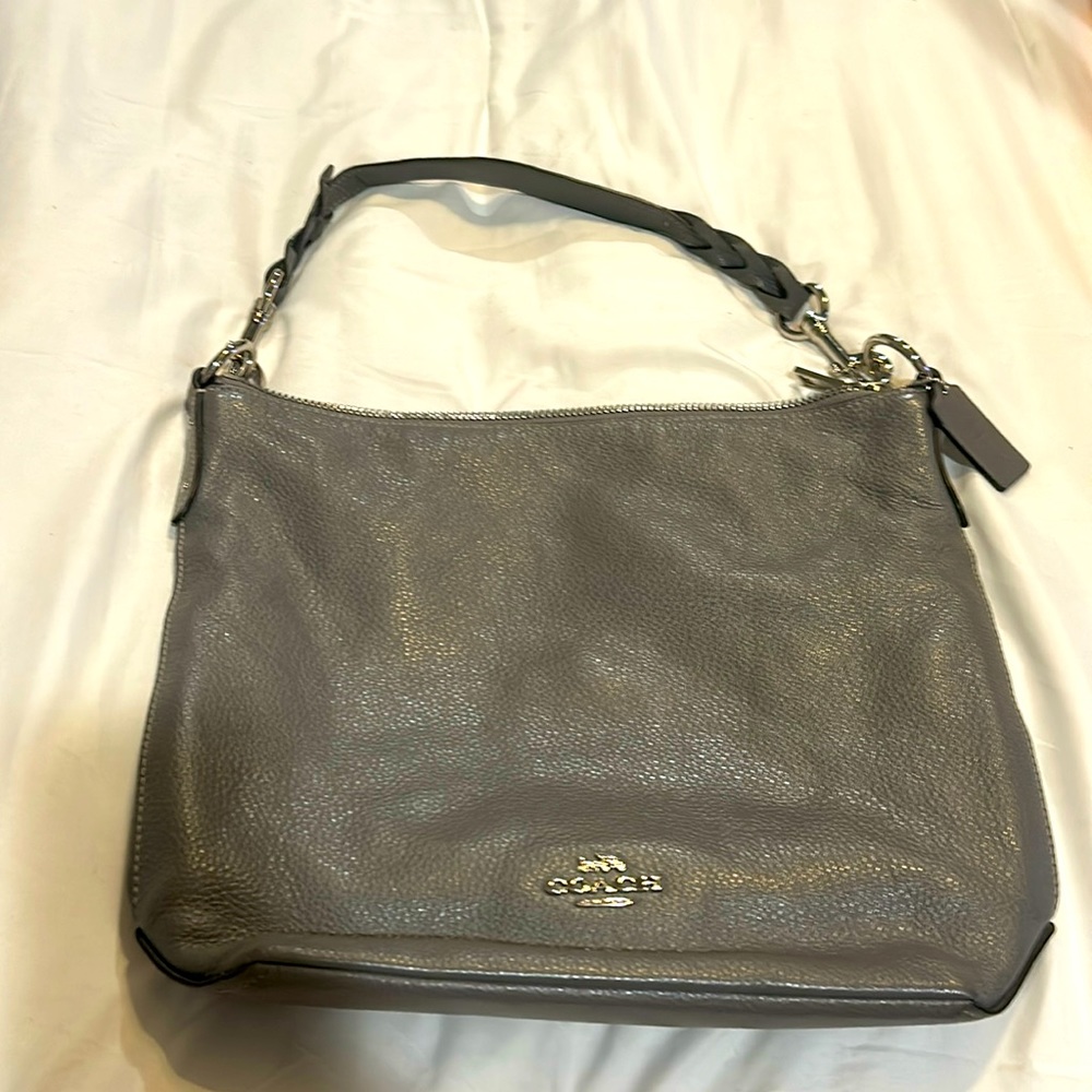 Coach leather purse, gray
